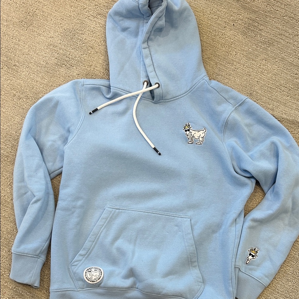 GOAT lacrosse Blue Hoodie with Embroidered Design